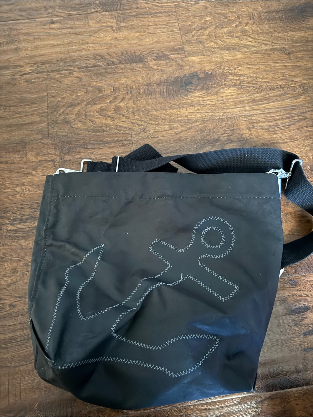 Sea Bags black anchor Crossbody Sling Bag with Stitch Detail